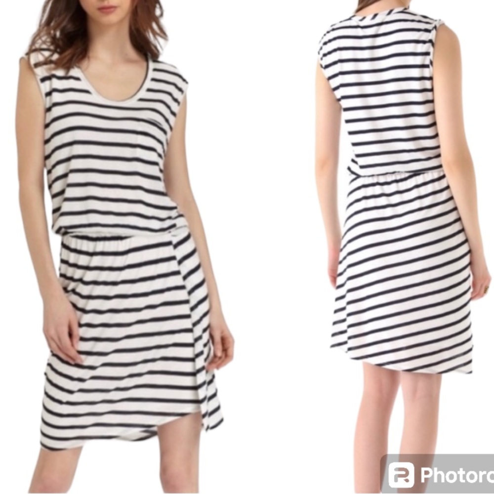 Theory Genesis Fisher Navy & White Stripe Nautical Dress Size P/XS